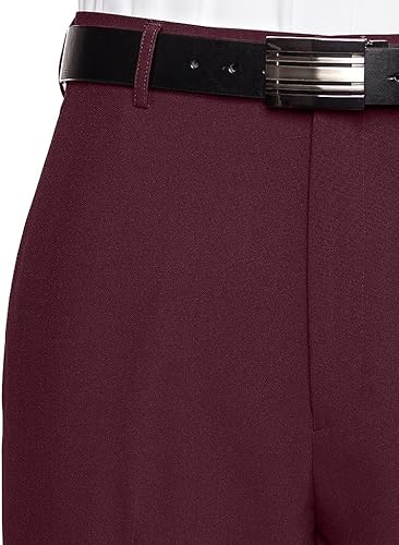 Miniatura 2 de RGM Pantalones de vestir para hombre, parte delantera plana, lavables a máquina, cómodos para el uso diario, pantalones de traje versátiles para el