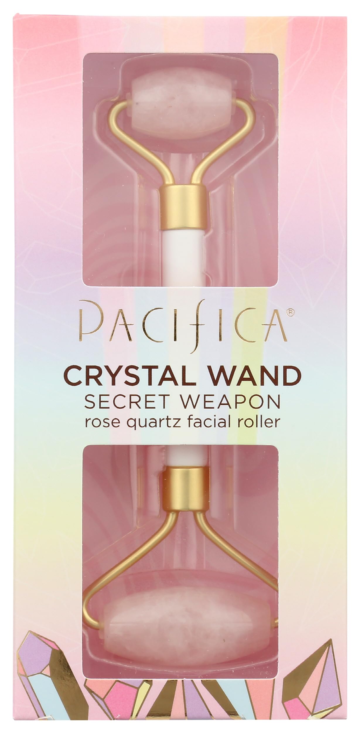 Pacifica Rose Quartz Facial Roller Massager – Crystal Gua Sha Skincare Tool for Face, Eyes & Neck – Cooling Stone Face Massager for Wrinkles, Fine Lines, Puffiness – Self Care Beauty Gift