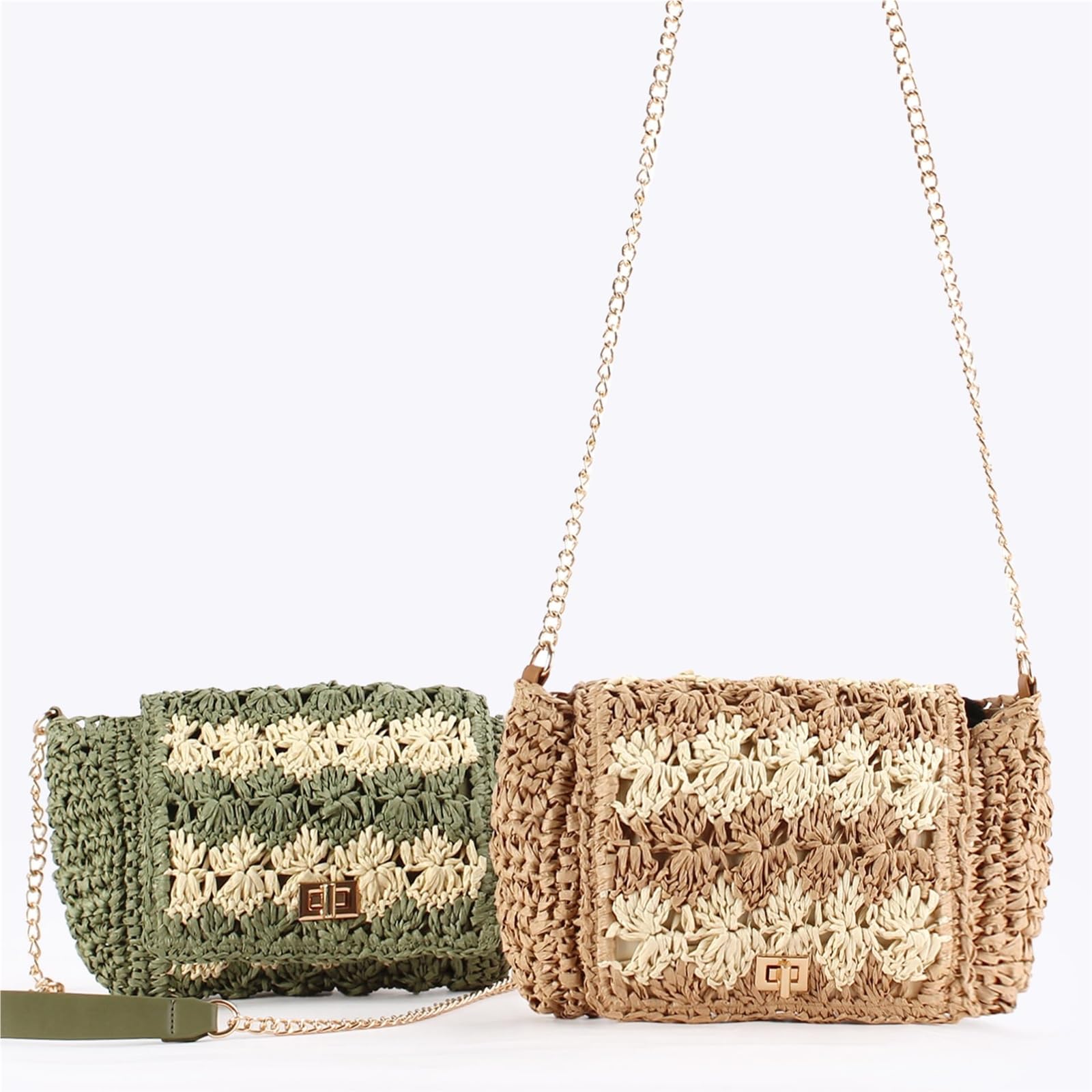 Borsa a Tracolla all'Uncinetto, Modello a Tracolla con Patta, Lavorata a Mano, Ideale per la Spiaggia, i Viaggi, Lo Shopping e Gli spostamenti quotidiani.