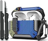 Vista 53 de RFUNGUANGO Funda para AirPod de 2ª generación con kit de limpieza, armadura protectora de carcasa dura militar con bloqueo para funda de carga