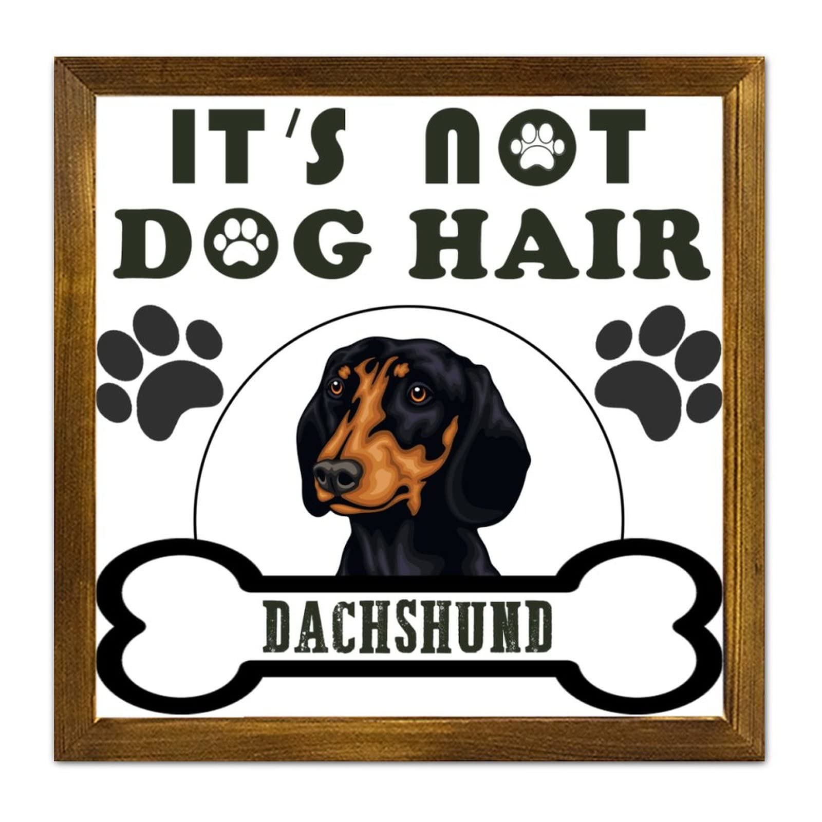 Panneau mural chien Teckel en bois 30x30 cm pour salon