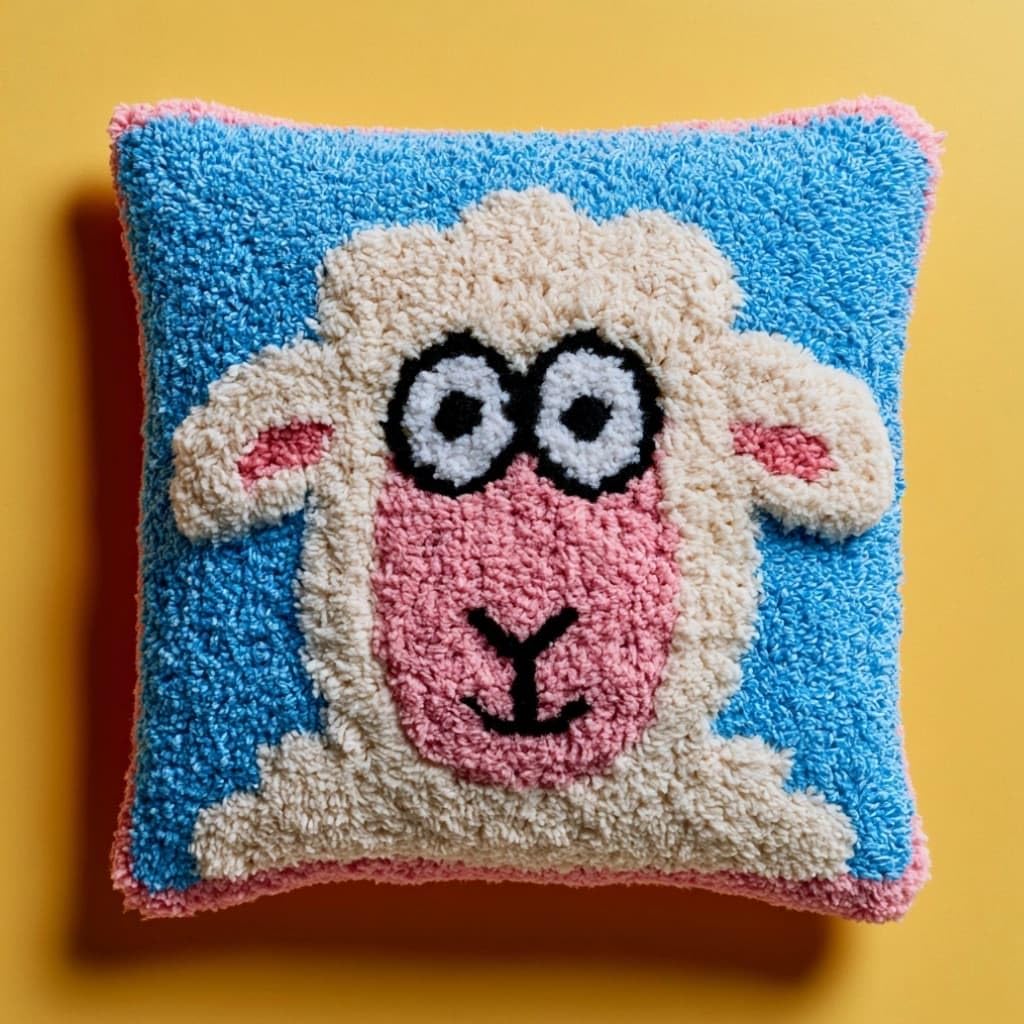 AxiangziK Latch Hook Pillow Kit Sheep 43X43Cm