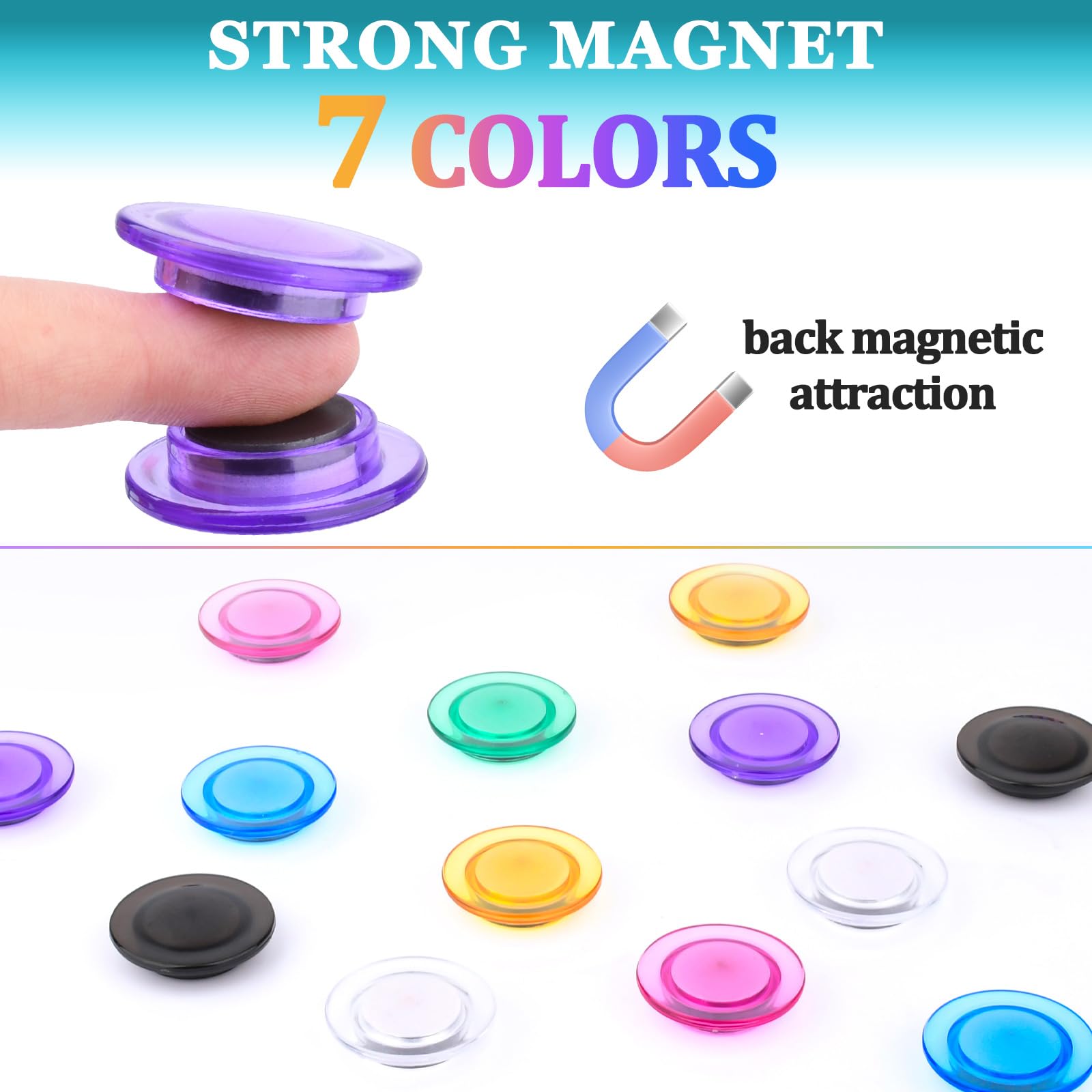 MIN CI 35Pack Small Magnets, 7 Colors Fridge Magnets, Modern Round Magnets, Decorative Magnet, diameter 30mm - Image 4