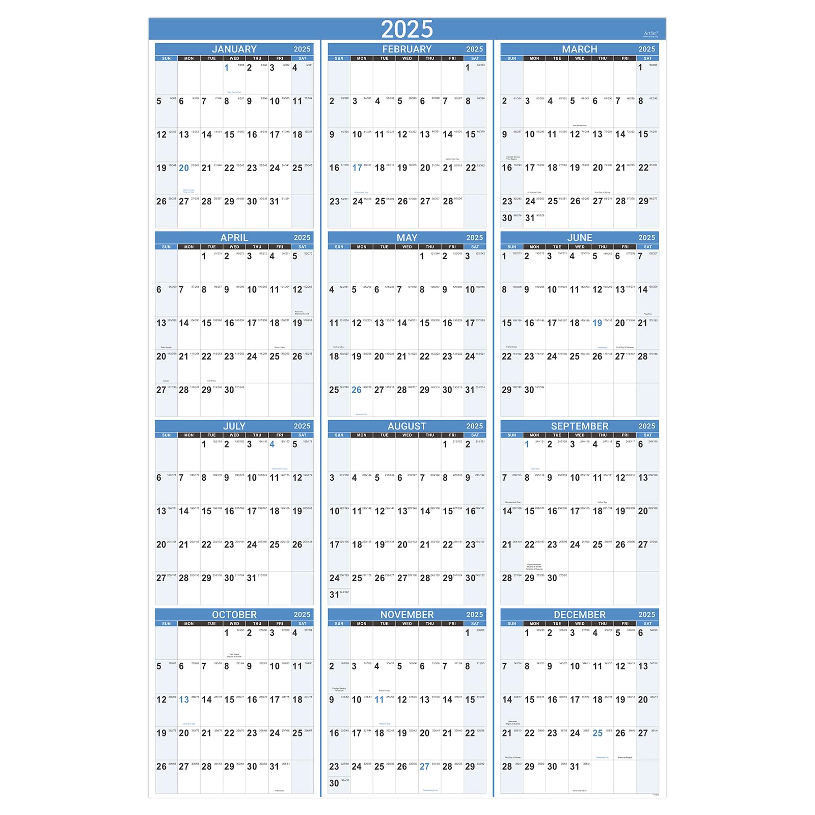 Calendario De Pared Anual 2024, Calendario Anual De Pared 2024-2025, Calendario De Pared De Año