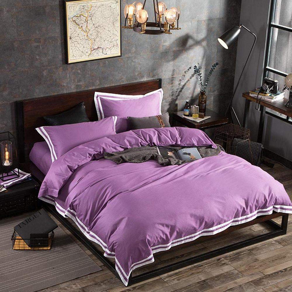 Quilted,Summer Bed Sheet Set Pure Cotton Bedding Solid Color Bedspread Invisible Zipper Tb Wind Pillowcases For Home 4 Piece-Xishe-D (Xinzi B)