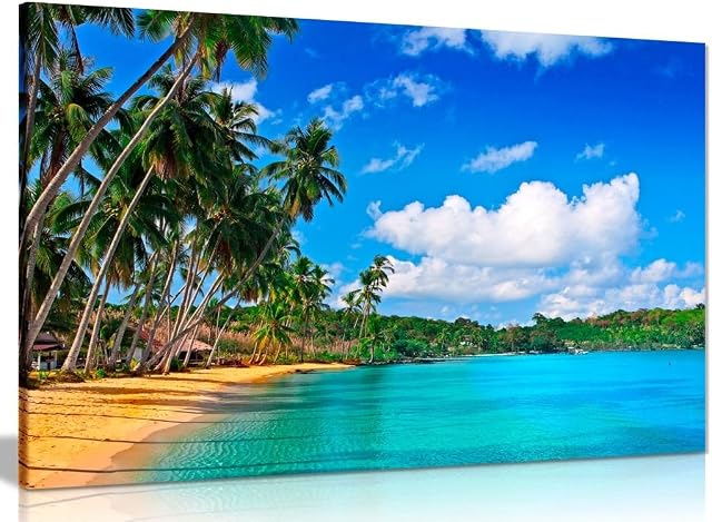 Paradise Beach Canvas Wall Art Picture Print (30x20in)