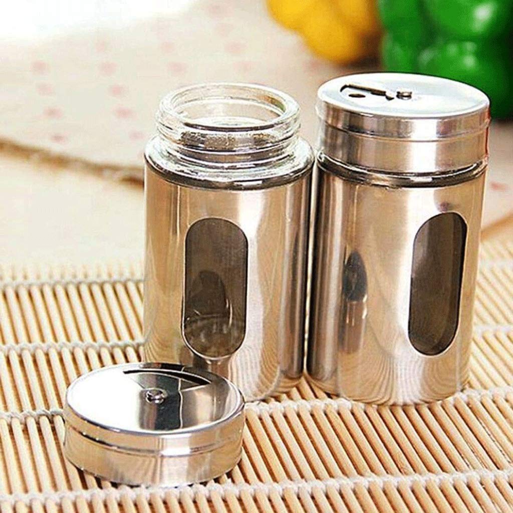 Tarro de especias Botellas de condimentos - Dispensador Caja de condimentos Botella de vidrio sin plomo Botella de condimentos con mango antideslizante Líquido de vinagrera de vidrio de acero inoxidab