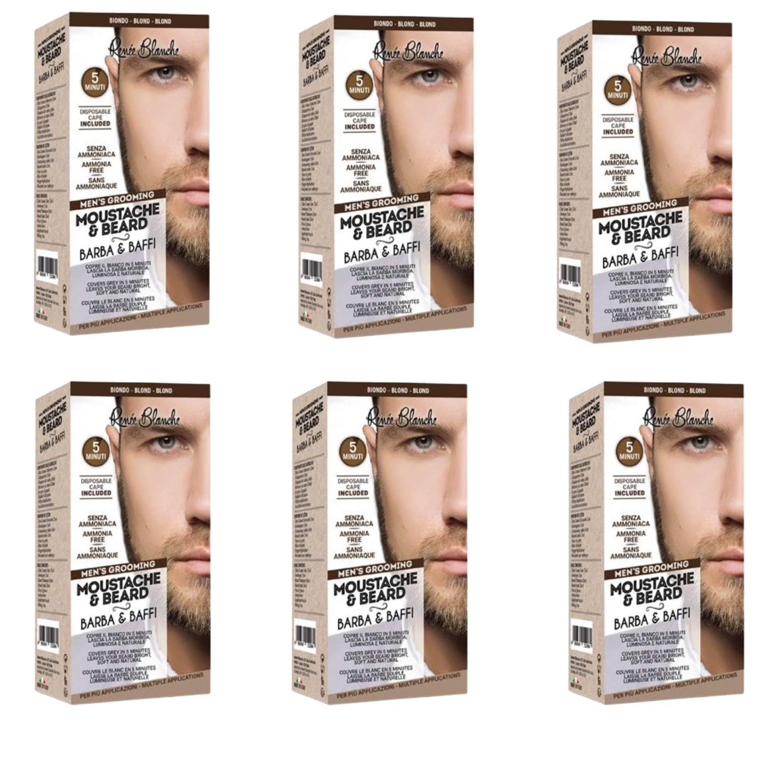 Renee Blanche Colorazione Per Barba E Baffi Tintura Colore Biondo Senza Ammoniaca 2x20 Ml (6, Unità)