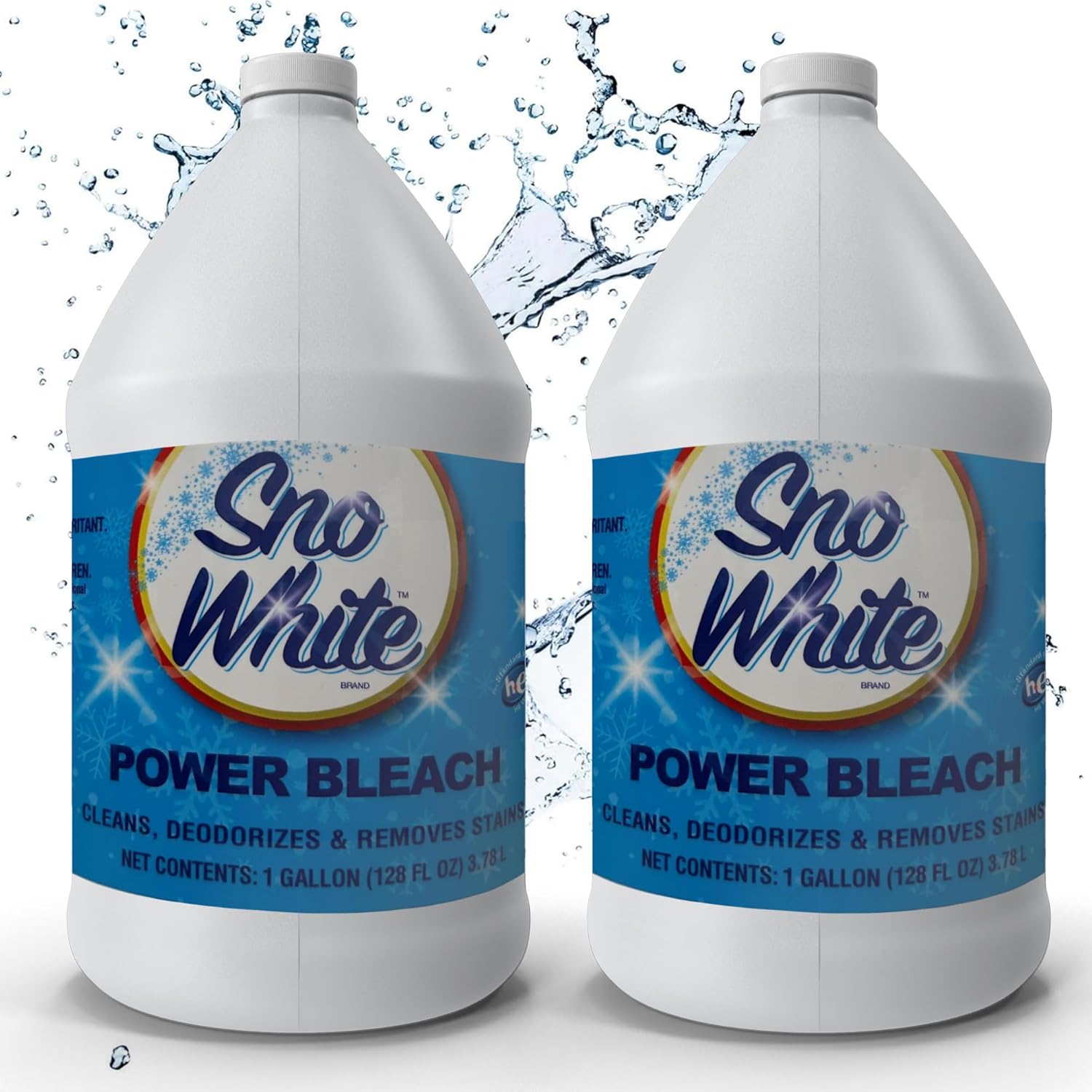Sno White Bleach - Liquid Cleaner for Kitchen Countertops, Bathroom Floors, & Laundry - Every Day Bleach - 2-Pack 1 Gallon Bottles