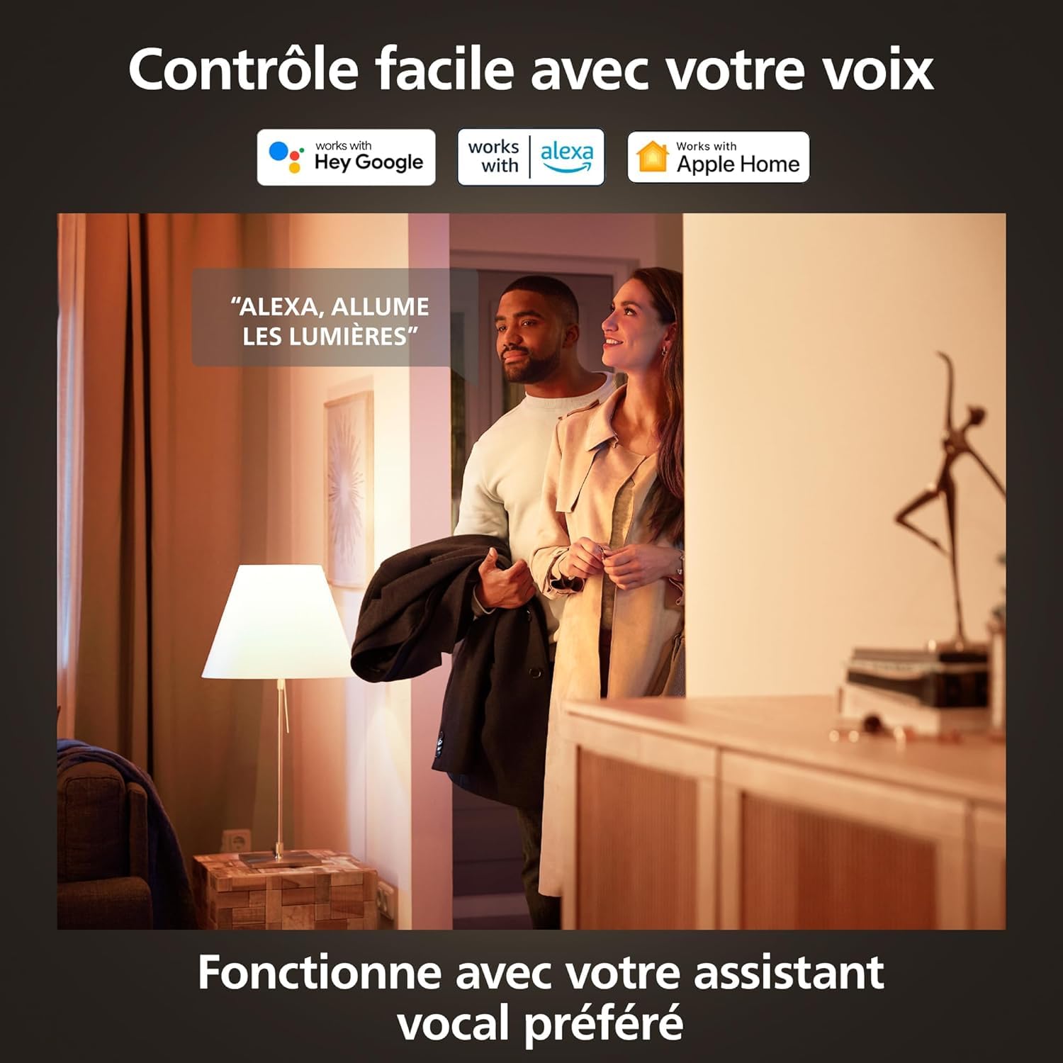 Philips Hue White Ambiance Ampoule LED connecté Pack de 3, culot GU10, 400 lumens, Compatible Bluetooth, fonctionne avec Alexa, Google Assistant et Apple HomeKit