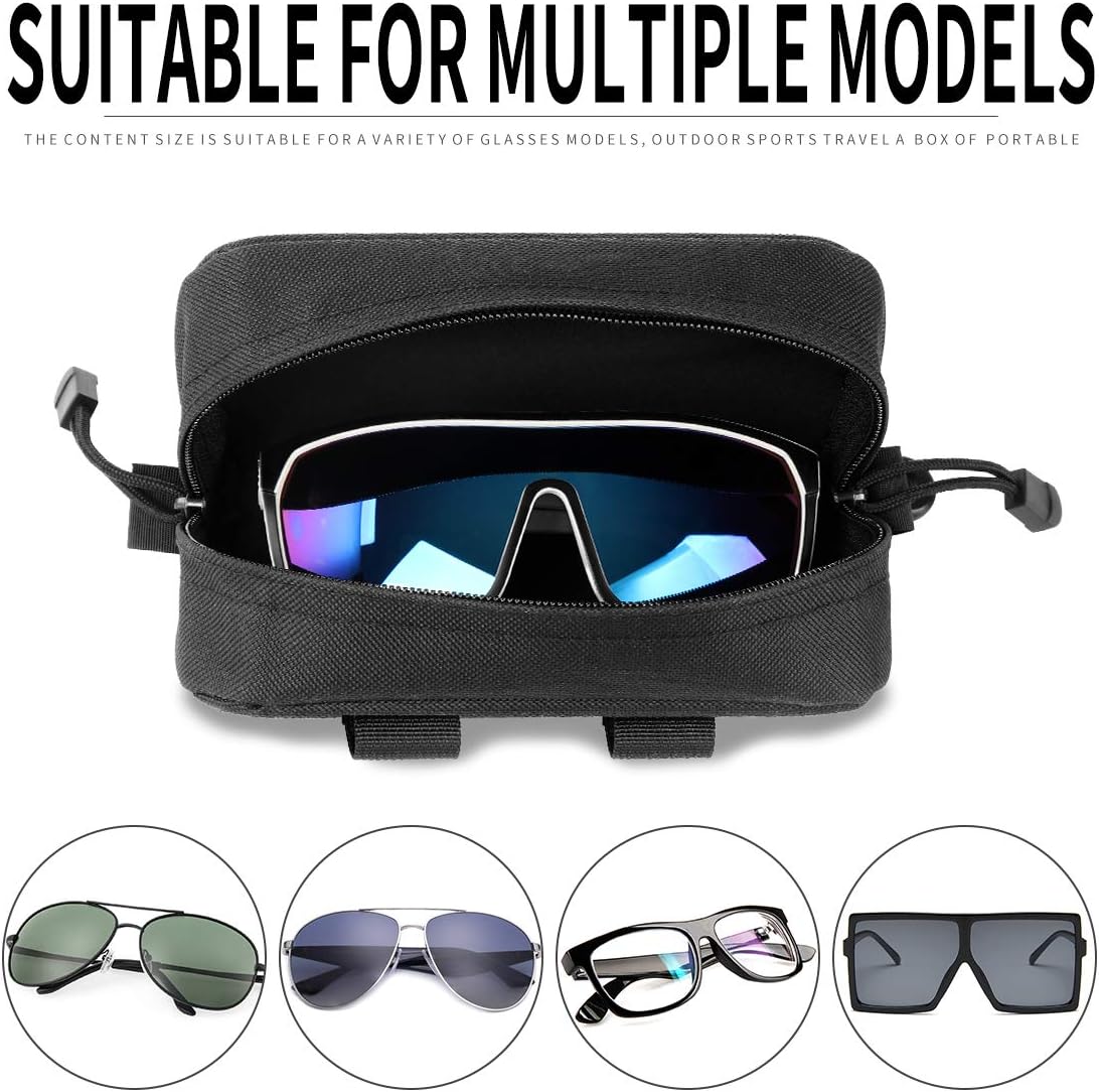 Eyeglasses Hard Shell Case Tactical Molle Zipper Sunglasses Carrying Case 1000D Nylon with Clip - Image 4