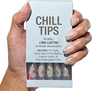 Chillhouse - Chill Tips, Press on Nails Kit - Tipsy Tinsel (Oval) - 30 Nail Shapes & Sizes - Up to 3 Weeks of Wear - Customizable Fit - Reusable - Latina Founded & Women Owned - Beauty & Self Care