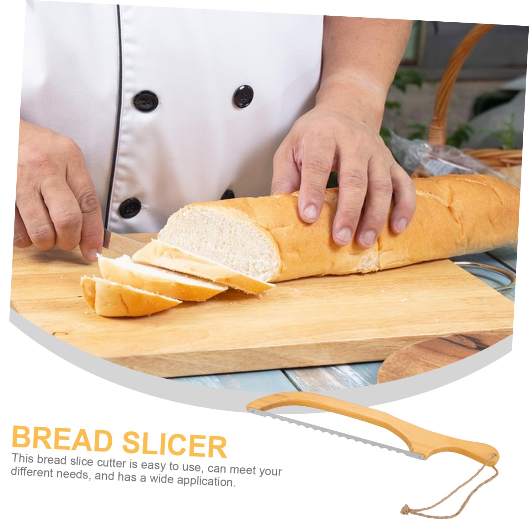 IMIKEYA 4juegos Cortadora De Pan De Acero Inoxidable y Madera Herramienta Reutilizable Para Cortar Pan y Rebanar Pasteles Para Uso Cocina y Repostería