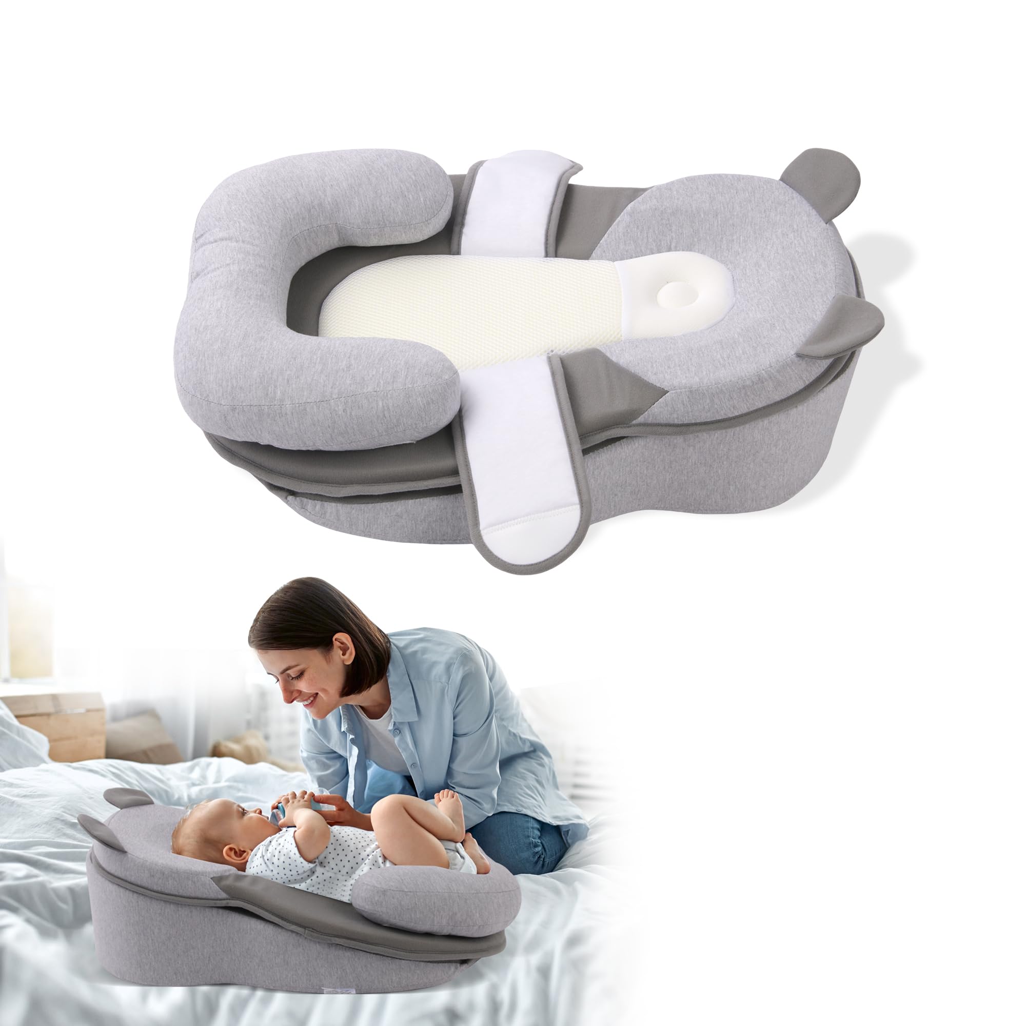 baby feeding pillow anti overflow feeding pillow for reducing spit-up safety nursing pillow baby lounger reflux wedge breastfeeding removable top and bottom