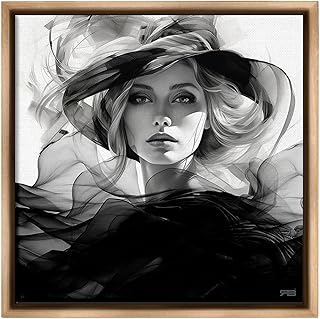 Stupell Industries Woman & Flowing Fabrics Framed Floater Canvas Wall Ar...