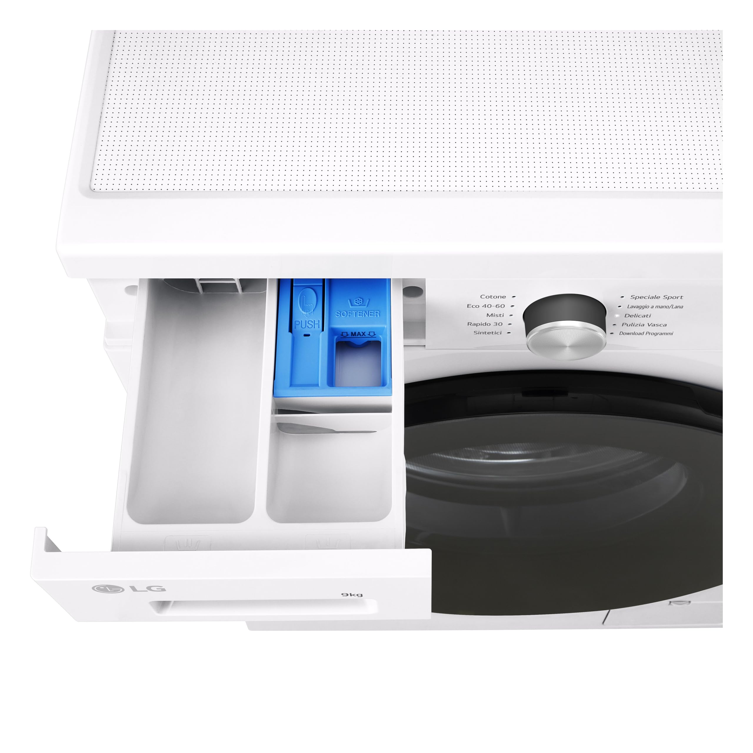 LG F4NX1009NWB Lavatrice 9 kg a Carica Frontale Serie X1, Classe A, 1400 giri, Wi-Fi, 6 Motion Direct Drive, Lavaggio a Vapore Allergy Care, Libera installazione, Essence White