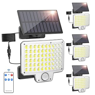 Onforu Solar Lights Outdoor, 240 LED 3000LM Motion Sensor Outdoor Lights with Remote, IP65 Waterproof Solar Flood Light for Outside, Dusk to Dawn Wall Light for Garage, Patio, Yard, 4 Packs - Amazon product rated Grade A