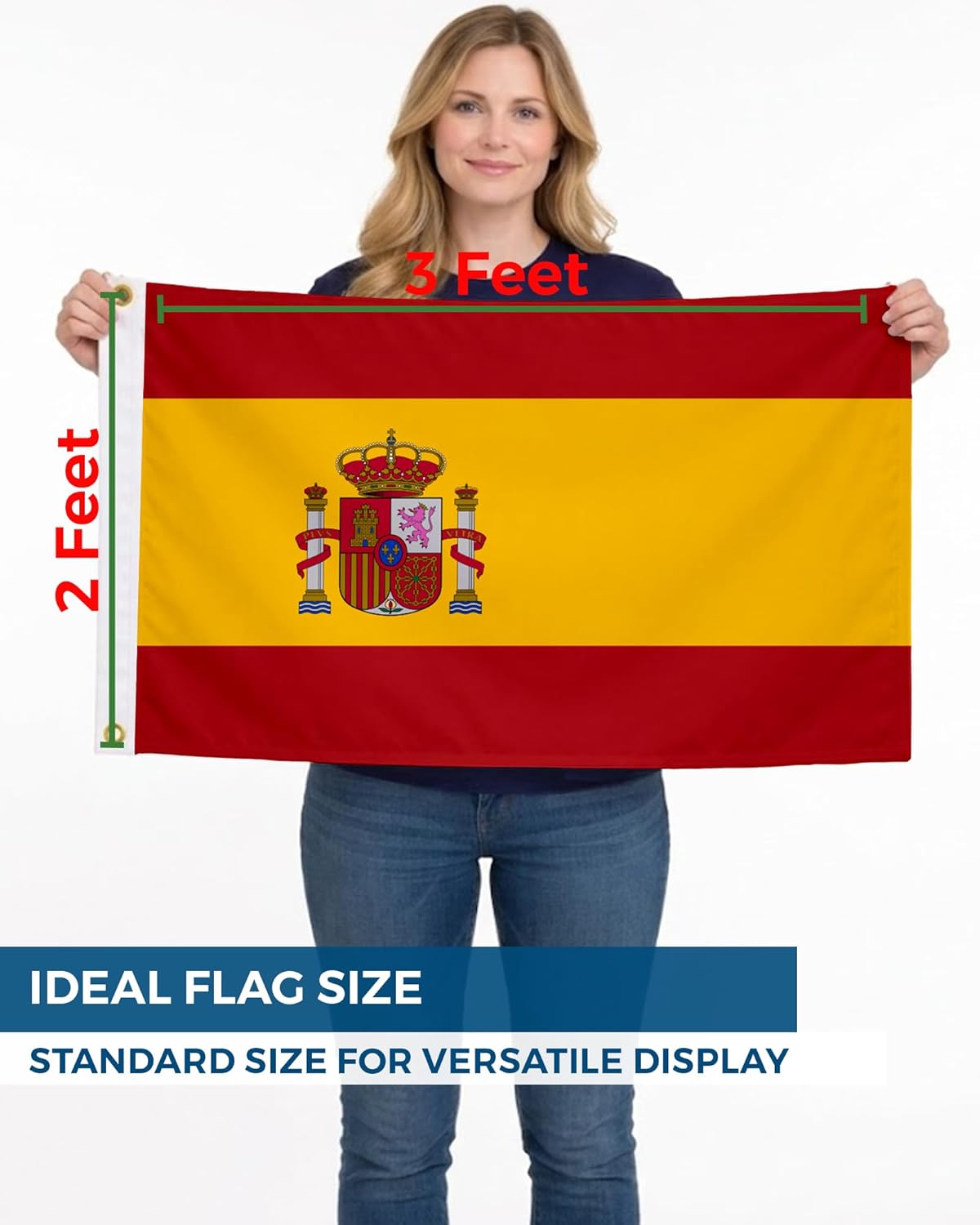 AGAS Spain Flag 2x3 ft Outdoor 200D Nylon Double Stitched Hem Never Rust Brass Grommets Canvas Header Spanish Flag