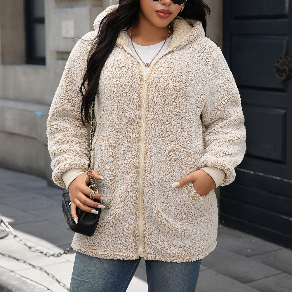 Zip Up Hoodie for Women Trendy Fleece Fall Winter Coats Sherpa Casual Jacket - Image 6