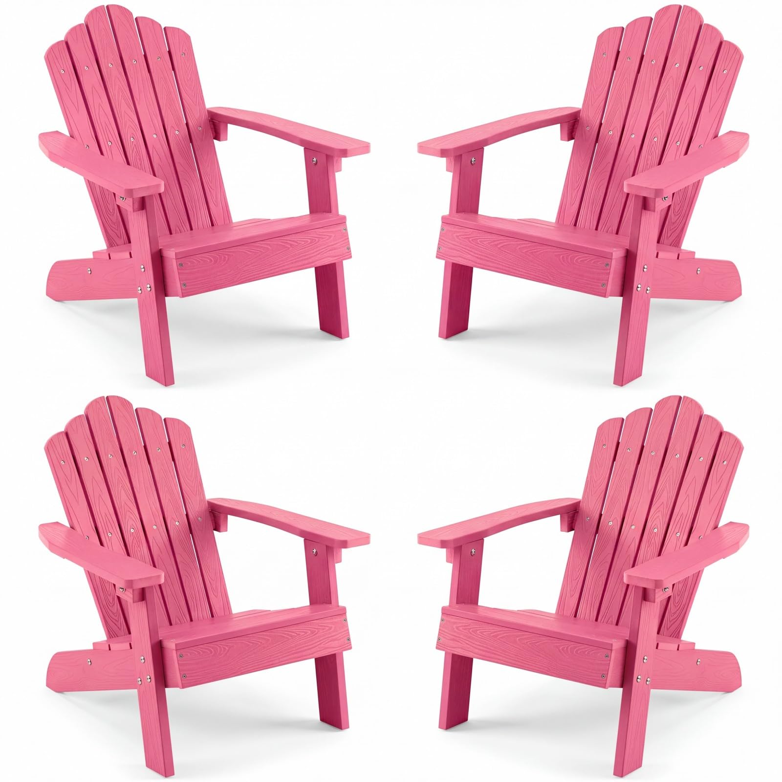 GIANTEX Kids Adirondack Chair, All-Weather HIPS Children's Outdoor Chair with Tilted High Backrest, Toddler Beach Chair for Garden Patio Backyard, Kids Lawn Chairs for Age 3-7 (4,Pink)
