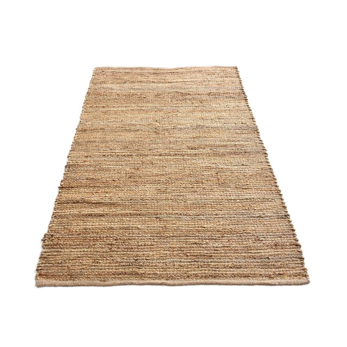 Tapis Kilim 160x230 Jute Nature 180 Beige Fait Main en Jute Certification Care and Fair idéal pour Le Salon