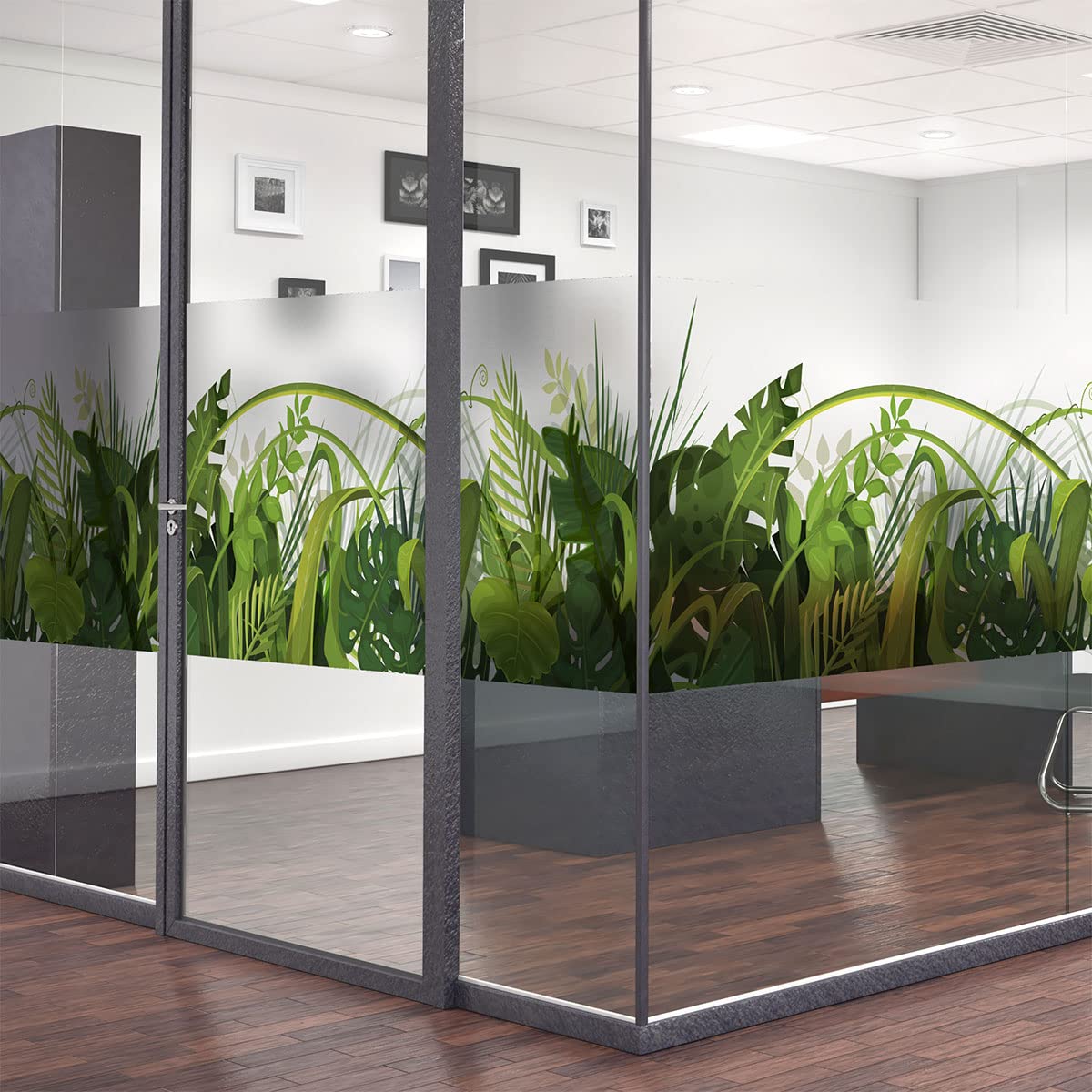 Samoprzylepna folia okienna chroniąca przed wzrokiem - LA JUNGLE - Naklejki na szyby i drzwi prysznicowe - 40 x 200 cm