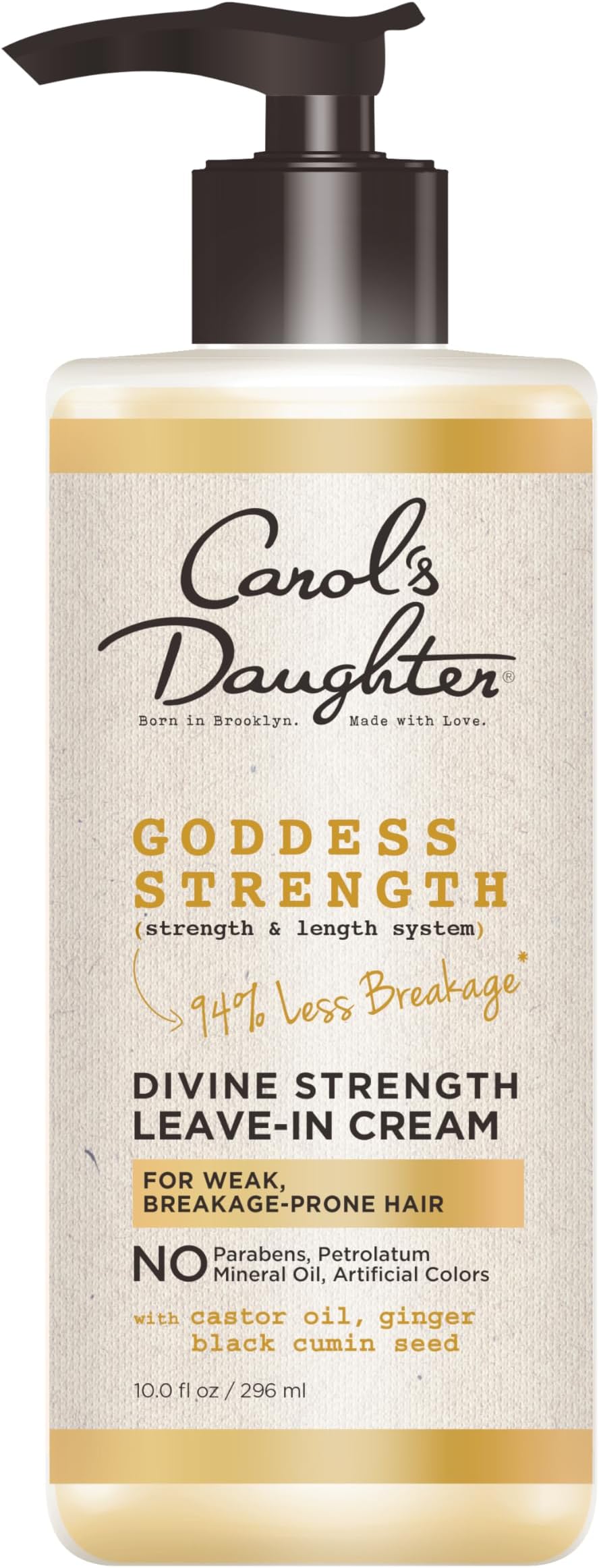 Goddess Strength Leave In Conditioner Cream, 10 Fl Oz - Strengthening and Moisturizing for Wavy, Curly Hair