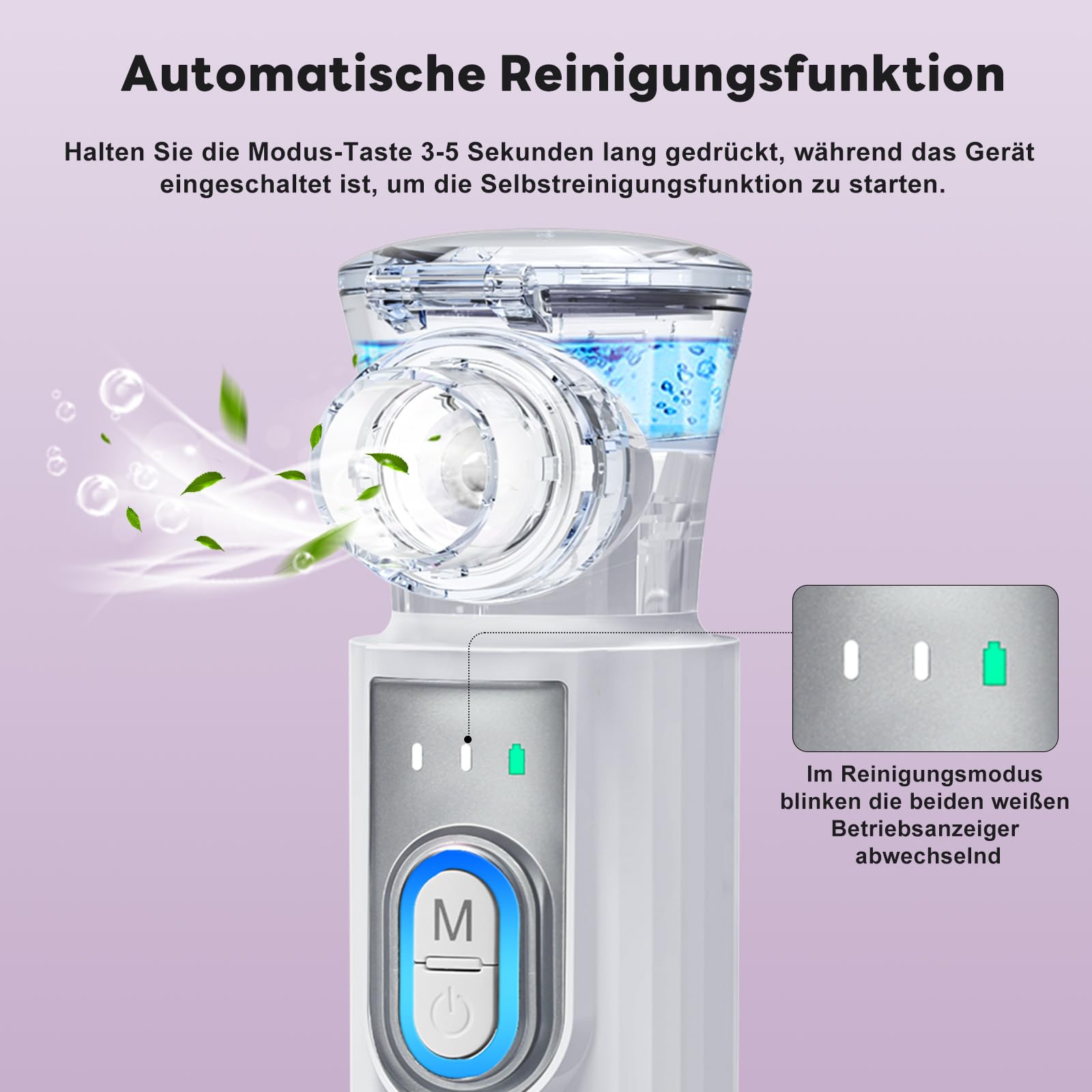Inhalationsgerät, Wiederaufladbarer USB C Inhalationsgerät Kinder mit Tragbarem Design, Super Leiser inhalator, Effizienter Vernebler Inhaliergerät Kinder für unterwegs