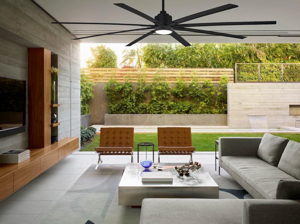 Minka-Aire Xtreme H2O 84 Inch Ceiling Fan - Coal Black Finish, DC Motor, Remote & Wall Control, Indoor/Outdoor