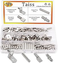 Taiss 120 Stück regalstifte kit regalbodenträger 4 Stile einlegeboden halter für Regale/Bücherregal/Schrank/Kleiderschrank