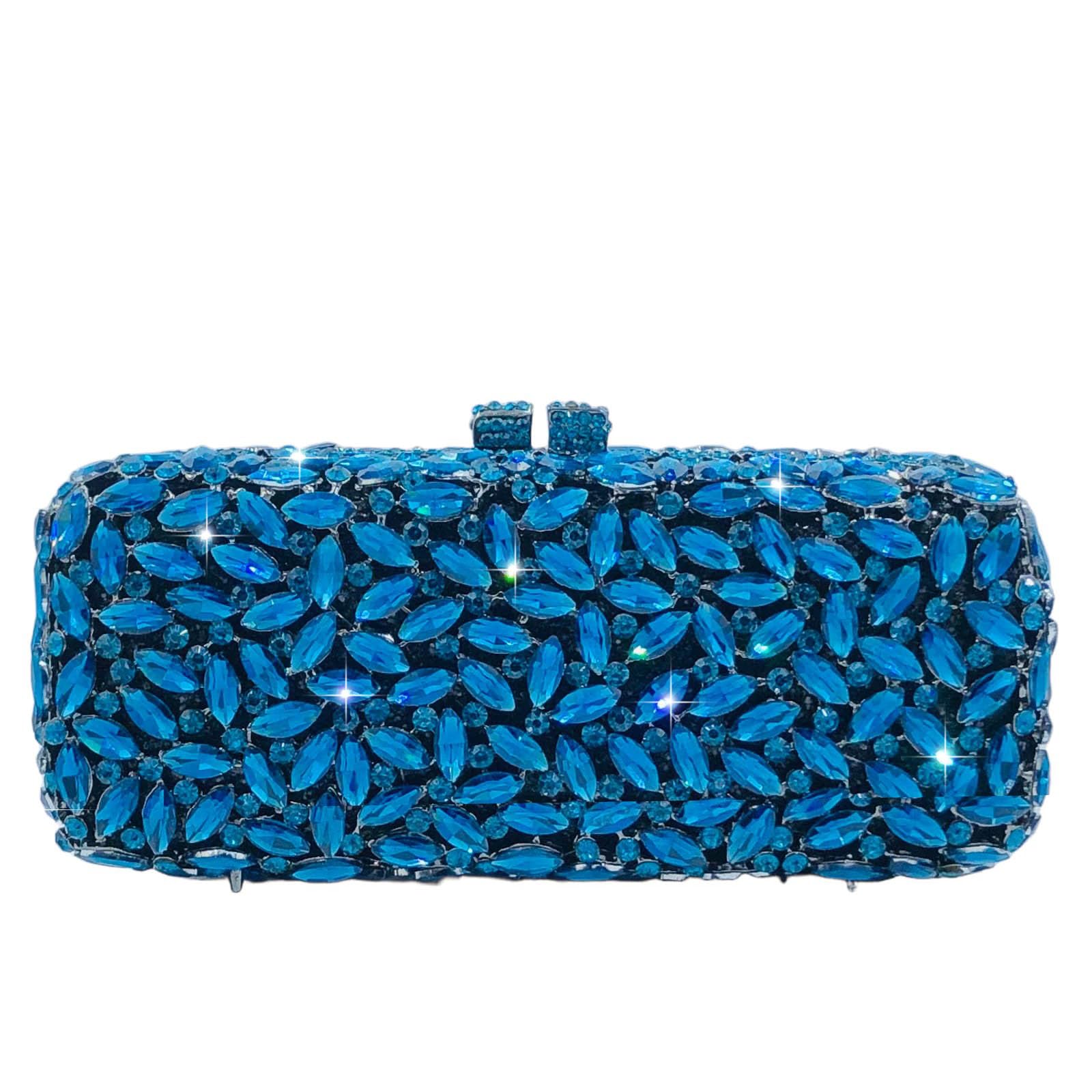 Boutique De FGG Women Crystal Clutch Bag Minaudiere Box Handbag Party Prom Rhinestone Clutch Purse Wedding Bag, Mini