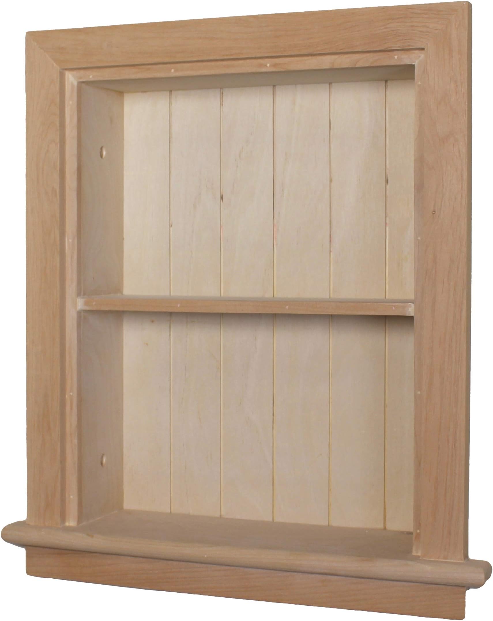 Fox Hollow Furnishings 14x18 Aiden Recessed Wall Niche Medicine Cabinet Replacement, in The Wall Bathroom Cabinet Insert Shelf/Shelves, Made in North America, Real Wood, NO MDF, Beadboard, Unfinished
