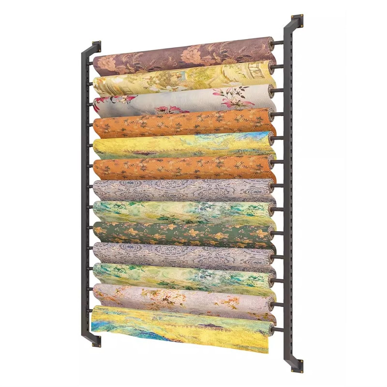Présentoir de 210 cm avec 13 barres réglables pour rouleaux de vinyle