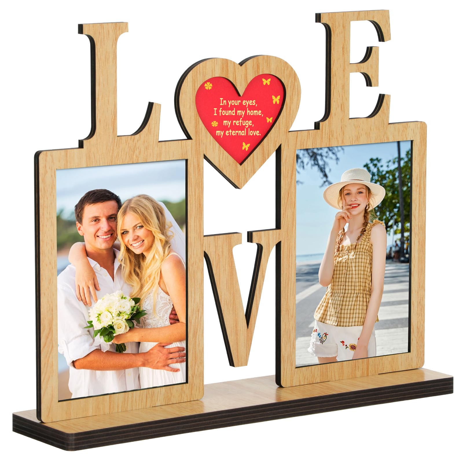 ZEEYUAN 4x6 Collage Picture Frame with 2 Openings,4x6 Photos LOVE Picture Frame Valentines Day Gifts for Women Wife Girlfriend/Couples Wedding Anniversary Picture Frame for Desktop