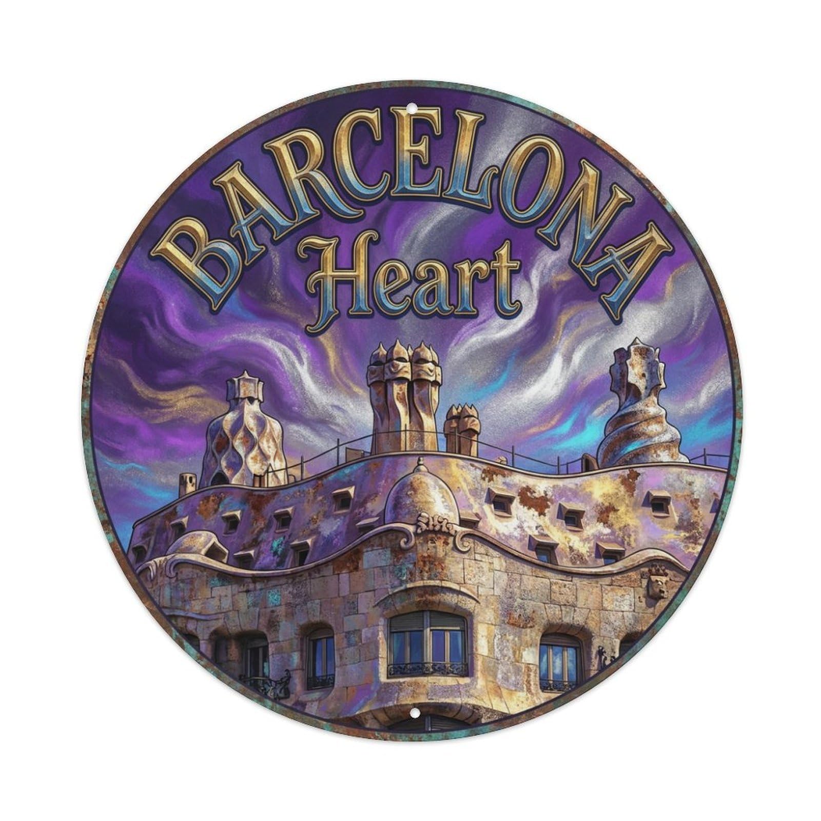Fqnyr Style Metal Tin Sign Vintage Travel Barcelona Spain Soul