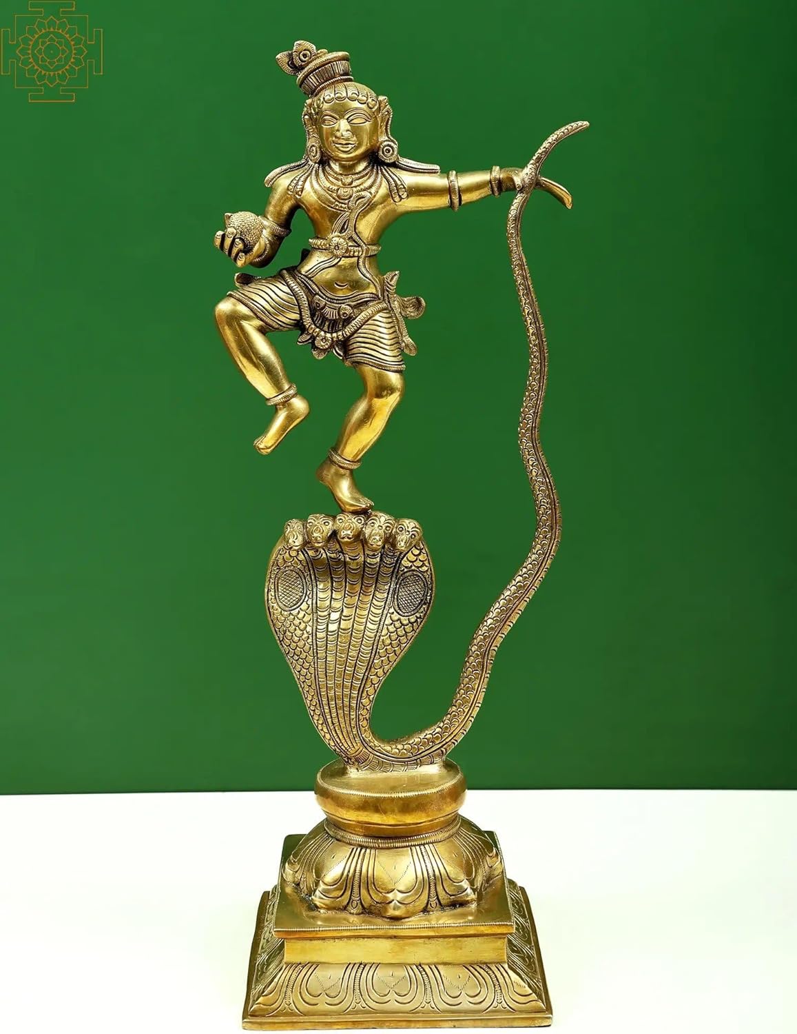 Exotic India 18" Brass Kaliya Krishna - Brass