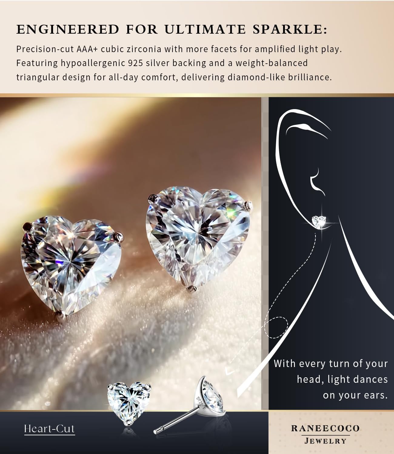 "STUNNING FLAME" Trillion-cut/Cushion-cut/Emerald-cut/Marquise-cut ... 18K White Gold Plated Sterling Silver Cubic Zirconia Simulated Diamond Stud Earrings for Women - Image 7