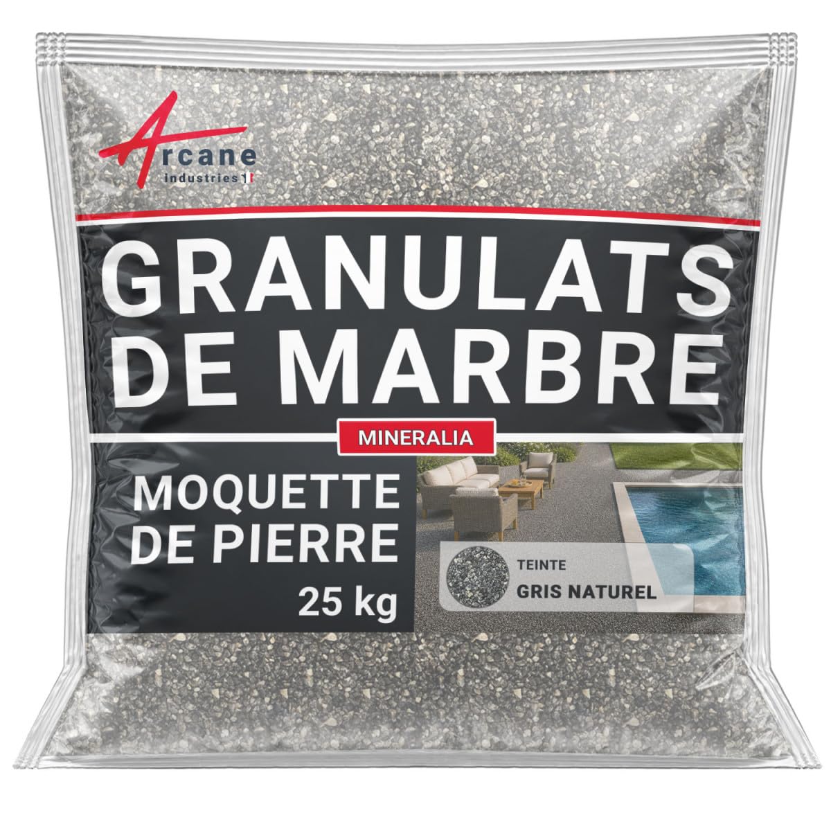 Granulats moquette de pierre marbre beige 25 kg Arcane Industries