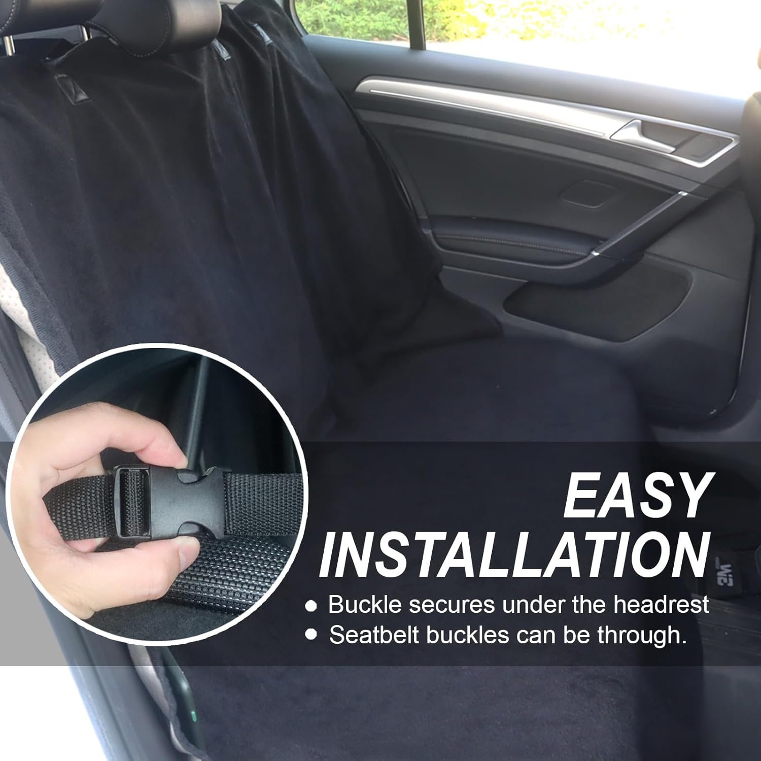 Sweat Towel Car Seat Cover Protector Rear Seats for Gym Workout, Running, Swimming, Beach and Hiking, Waterproof Universal Seat Cover for Car, Trucks, Van & SUV (Black, 1pcs Rear Seat)