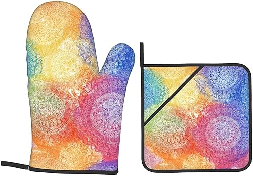 Miniatura 160 de Manoplas de horno y soportes para ollas, arte de mármol blanco y dorado, juego de 4 guantes de cocina resistentes al calor, antideslizantes