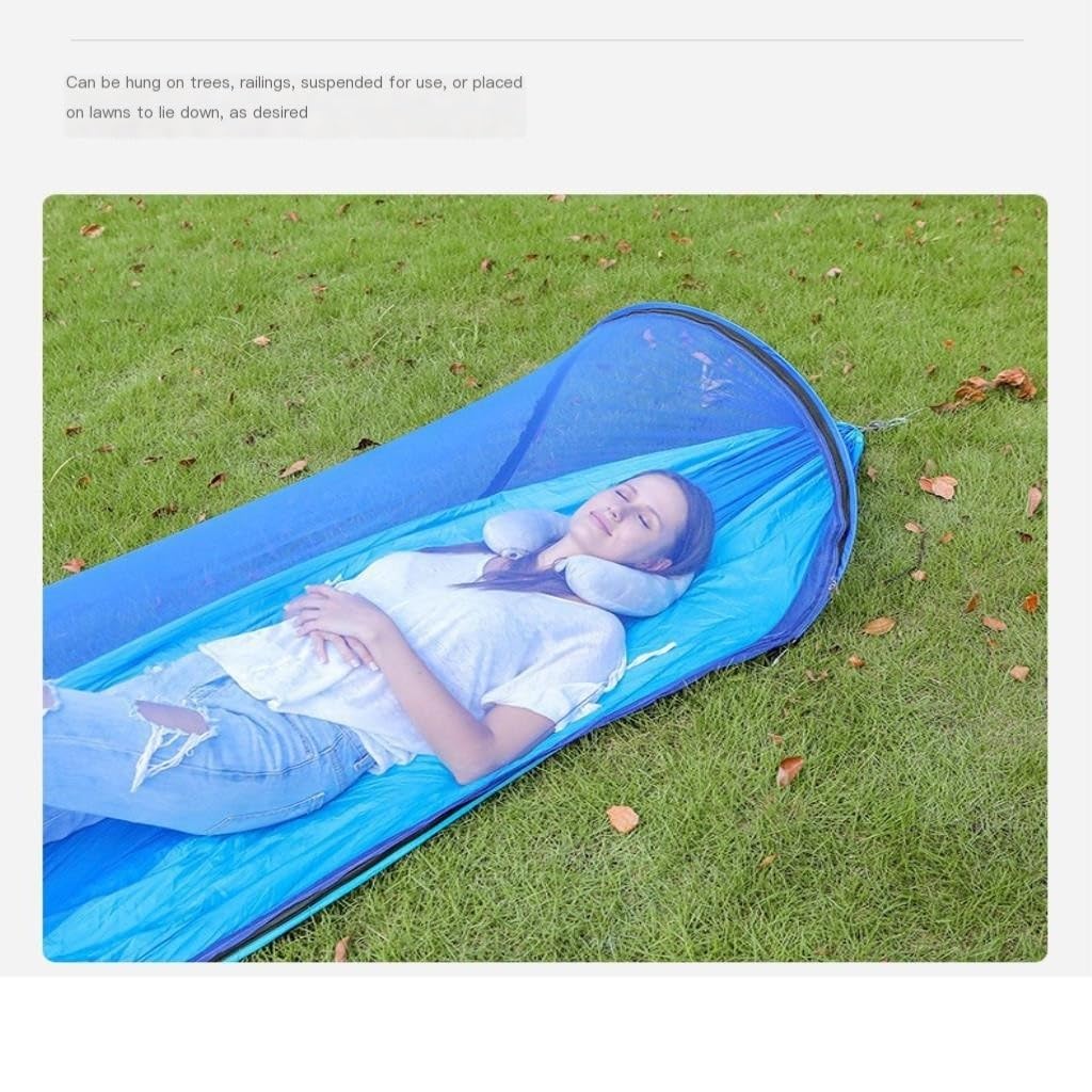 Amaca da campeggio con apertura rapida, zanzariera integrata e anti-ribaltamento, perfetta per viaggi e relax.