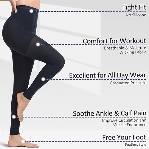 Miniatura 21 de beister Medias de compresión médica para mujeres y hombres, medias de soporte graduado de 20-30mmHg, medias opacas de alta compresión de cintura sin