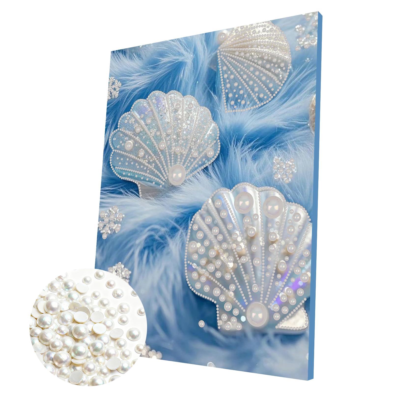 DIY Pearl Painting Kit with Wooden Frame, 3D Plastic Pearl Gemstone Ocean Art Craft for Adults Beginners, Diamond Art Kits for Adults, Home Wall Decor Ready Gift for Women(Pearl Shells)(30 * 40cm)