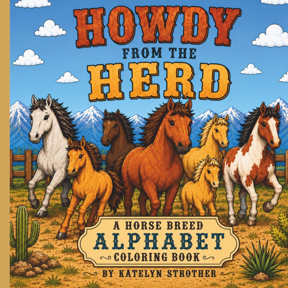 Howdy From The Herd ABCs: ABC Horse Breeds Coloring Book for Kids | Fun, Easy Western-Themed Alphabet Coloring Pages