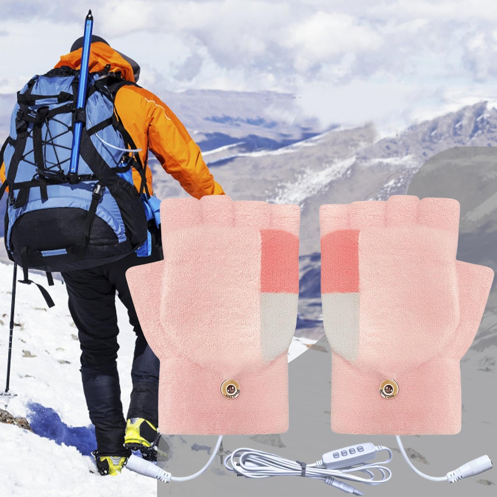 ZH1YFD Podgrzewane rękawiczki bez palców | Rękawiczki do laptopa | Rękawiczki USB typu Full & Half Hands, 3 poziomy, podgrzewane, do jazdy na nartach zimowych, do pisania na łyżwach