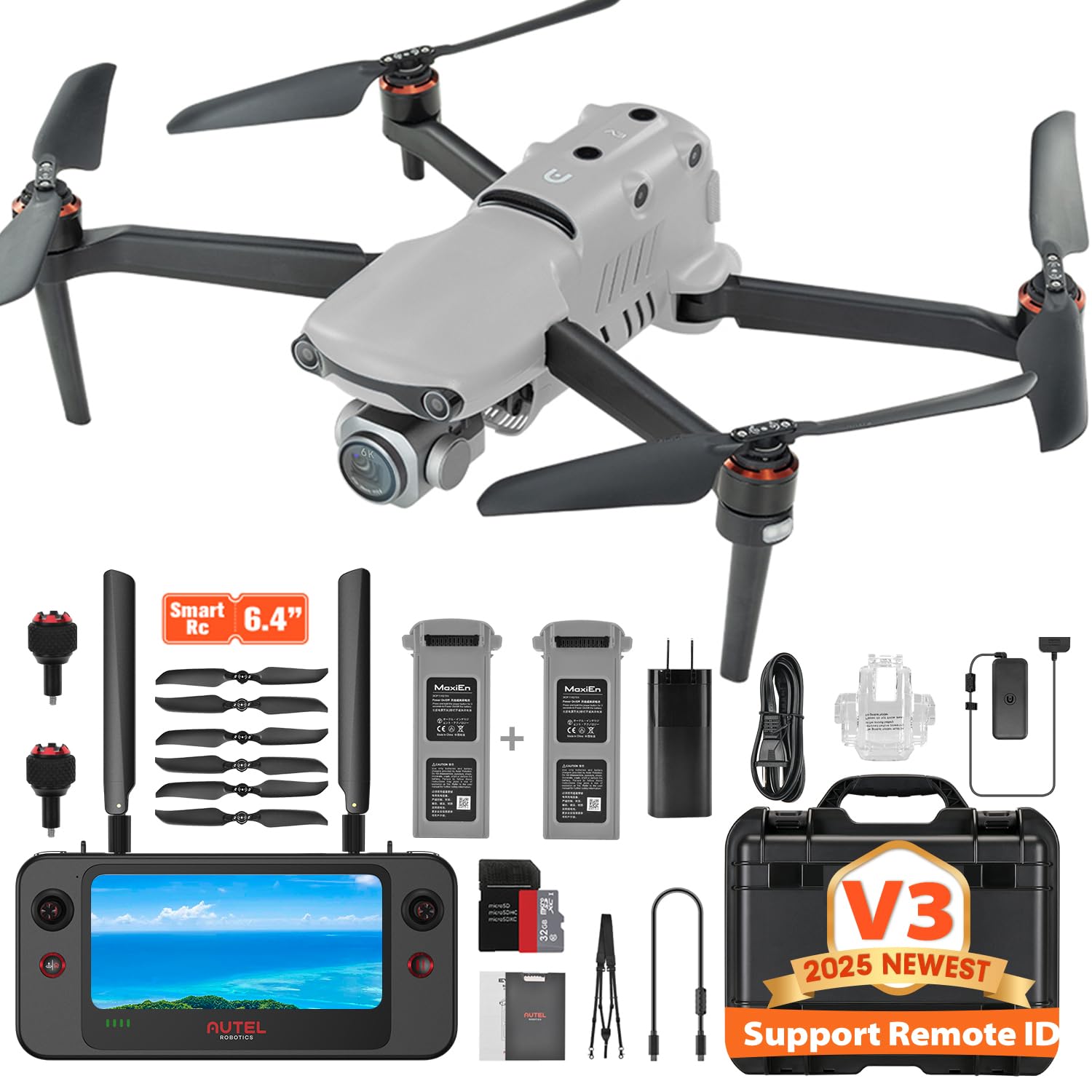 Autel Robotics EVO 2 PRO V3, Son-y 1" CMOS Sensor & 12-Bit Image 6K HDR Video EVO II Pro V3 Rugged Bundle, Moonlight Algorithm 2.0, 40 Minutes, 15KM Transmission, 360° Obstacle, SkyLink 2.0