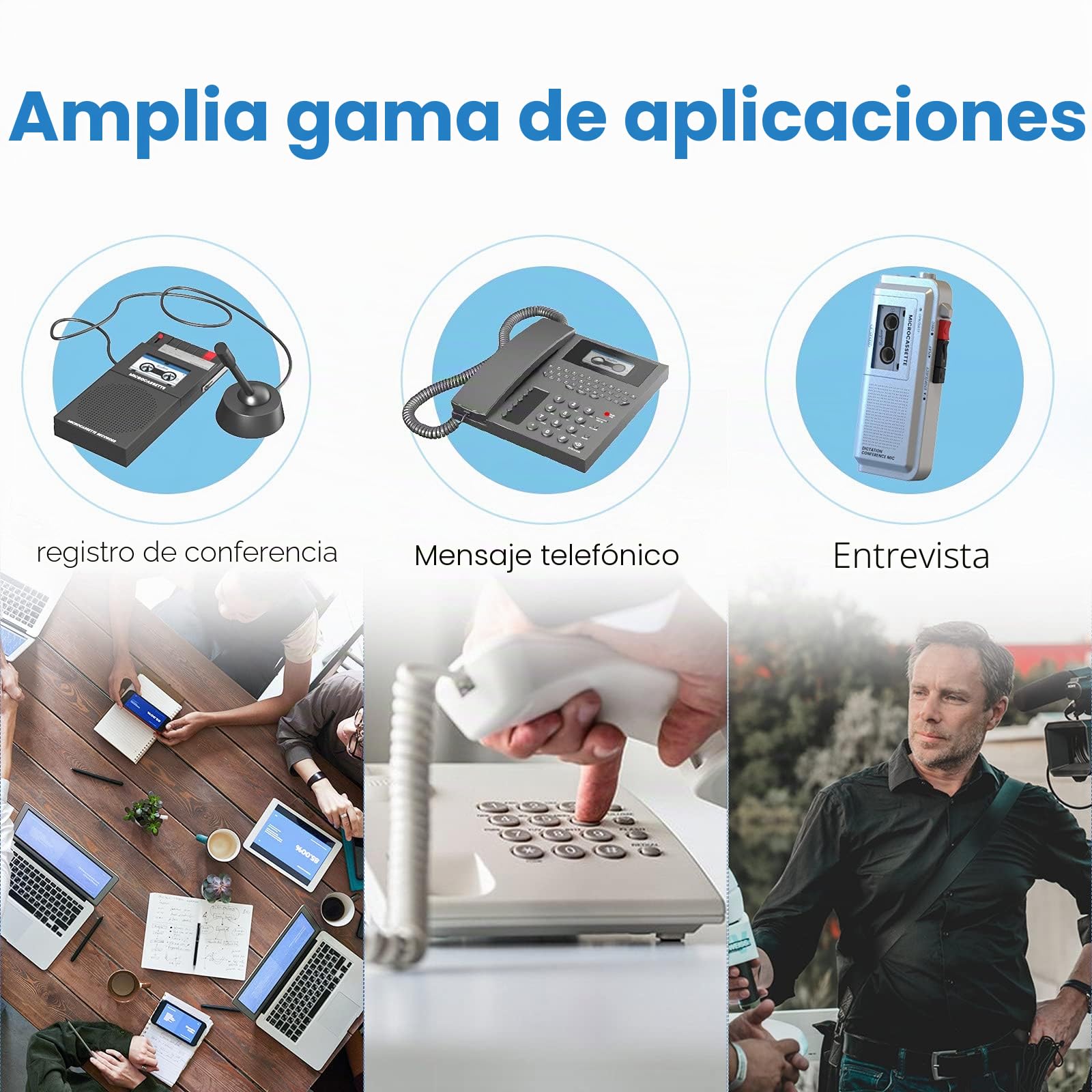 Reshow Cintas de Microcasete Vacías para Dictado: Cintas de Microcasete para Grabación MC de 60 Minutos, Adecuadas para Conferencias y Seminarios, 3 Unidades