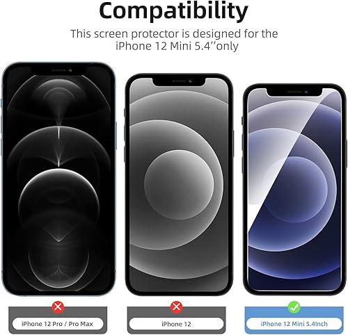 Miniatura 4 de NEW'C Paquete de 4, 2 protectores de pantalla para iPhone 12 Mini + 2 protectores de lente de cámara, protección de sensor, película de vidrio