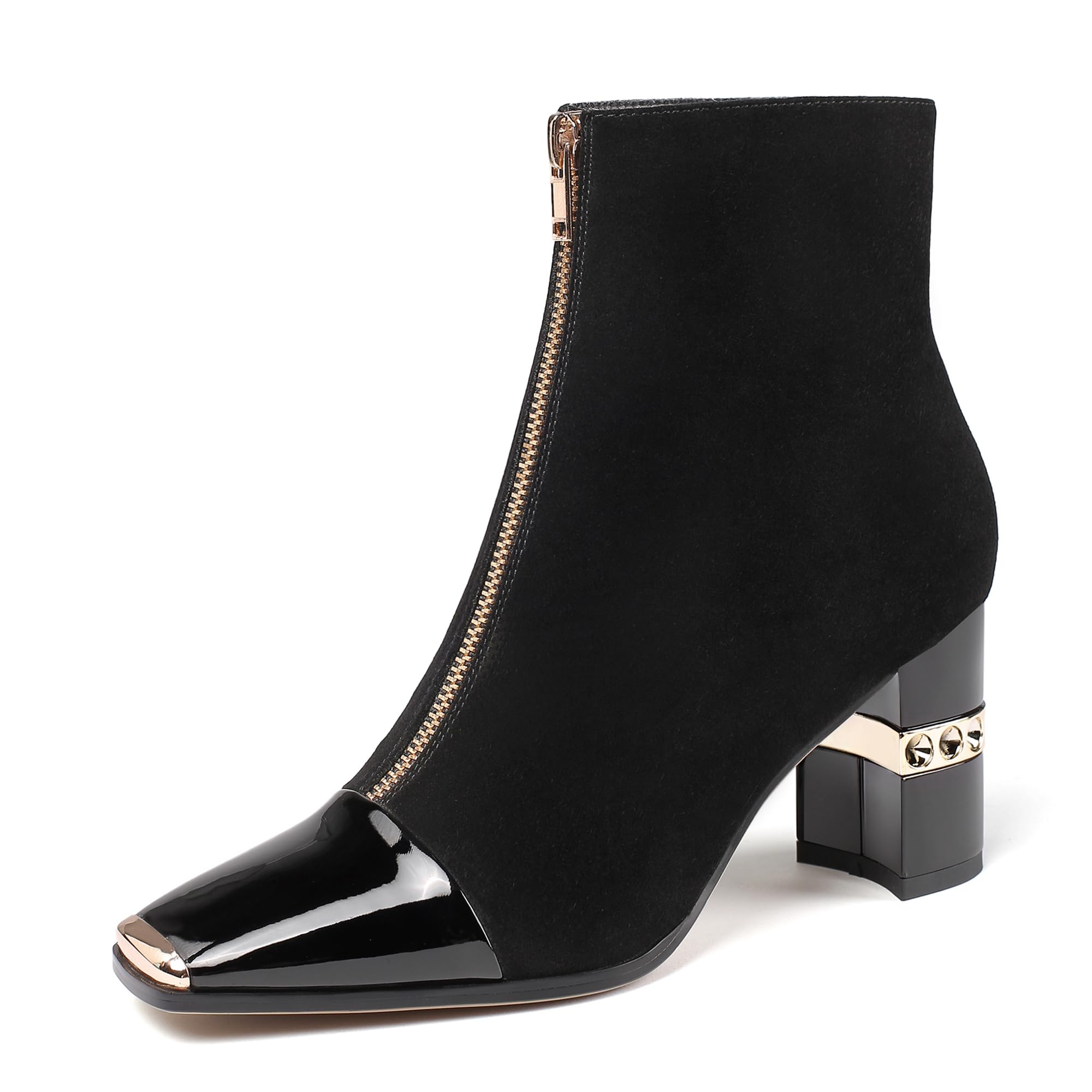 XINIUNIU Square Toe Ankle Boots