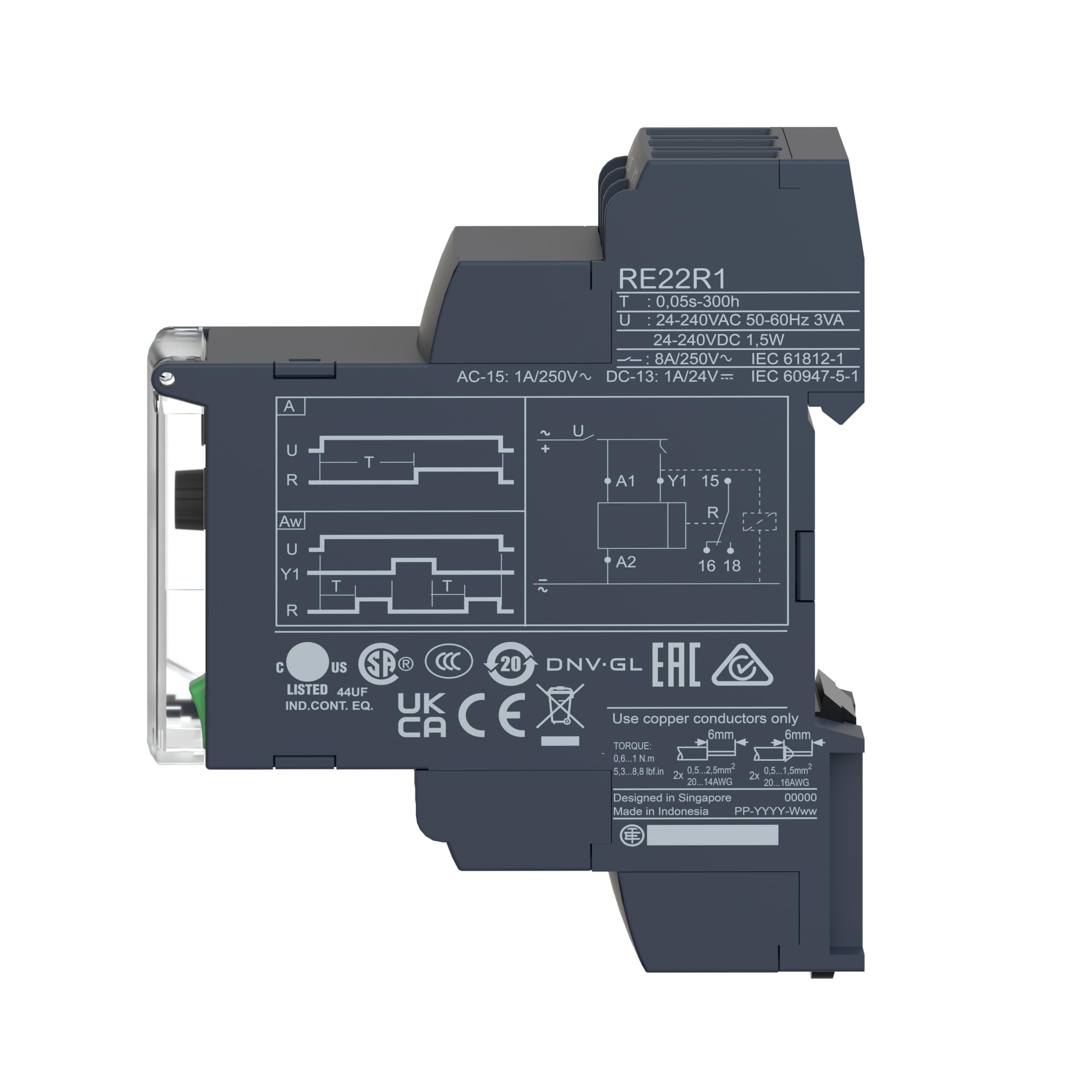 Schneider Electric RE22R1AMR Temporizador Retardo A la Conexión